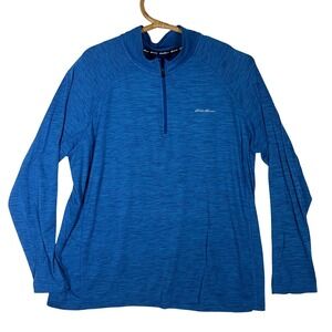 Eddie Bauer XXL Top Motion FreeDry Blue Long Sleeve 1/4 Zip Athletic Top